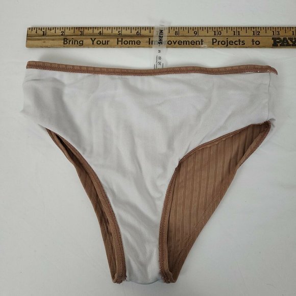 Shein Womens Tan Elastic‎ Waist Hipster Swim Bikini Bottom Size Medium - Picture 5 of 5